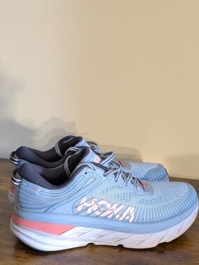 Hoka Women's Sky Blue and Pink Bondi Running Shoes